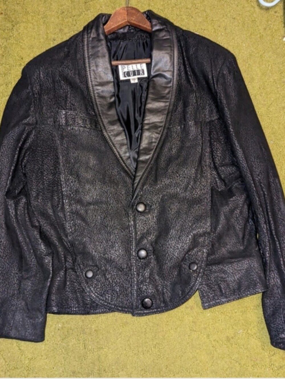 Vintage Black Leather Blazer Jacket